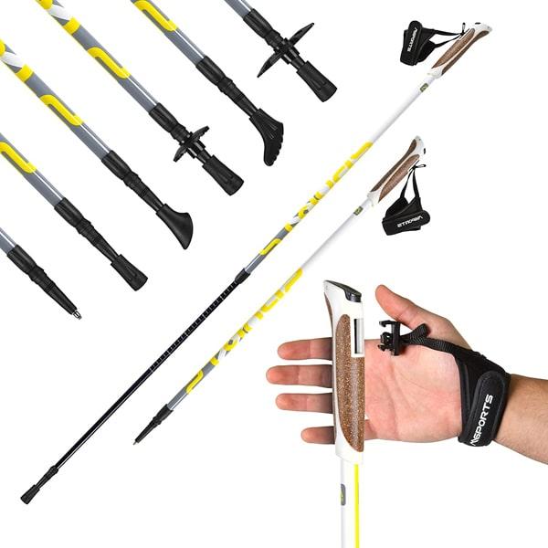 MSPORTS Nordic Walking Stöcke Premium - hochwertige Qualität - Superleicht - auswählbar mit Tragetasche - Walking Sticks